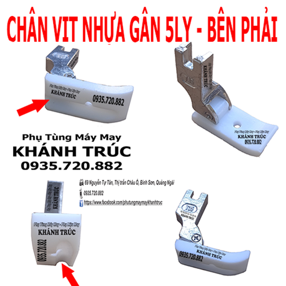 Chân vịt nhựa lỗ gân 5ly bên phải máy may công nghiệp 1kim