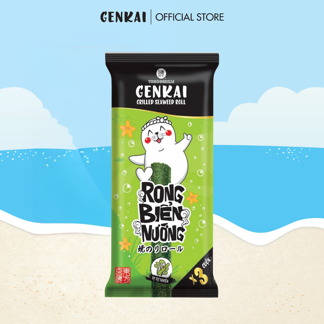 Snack Tảo Biển Nướng Cuộn GENKAI Vị Tự nhiên 10.8g
(3.6g x 3 gói)