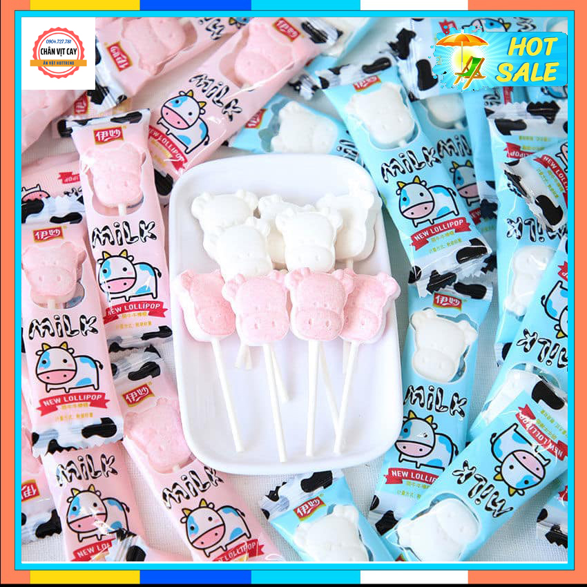Combo 500 gam Kẹo mút vị sữa tổng hợp mix vị - Kẹo mút ngộ nghĩnh hình bò sữa siêu ngon