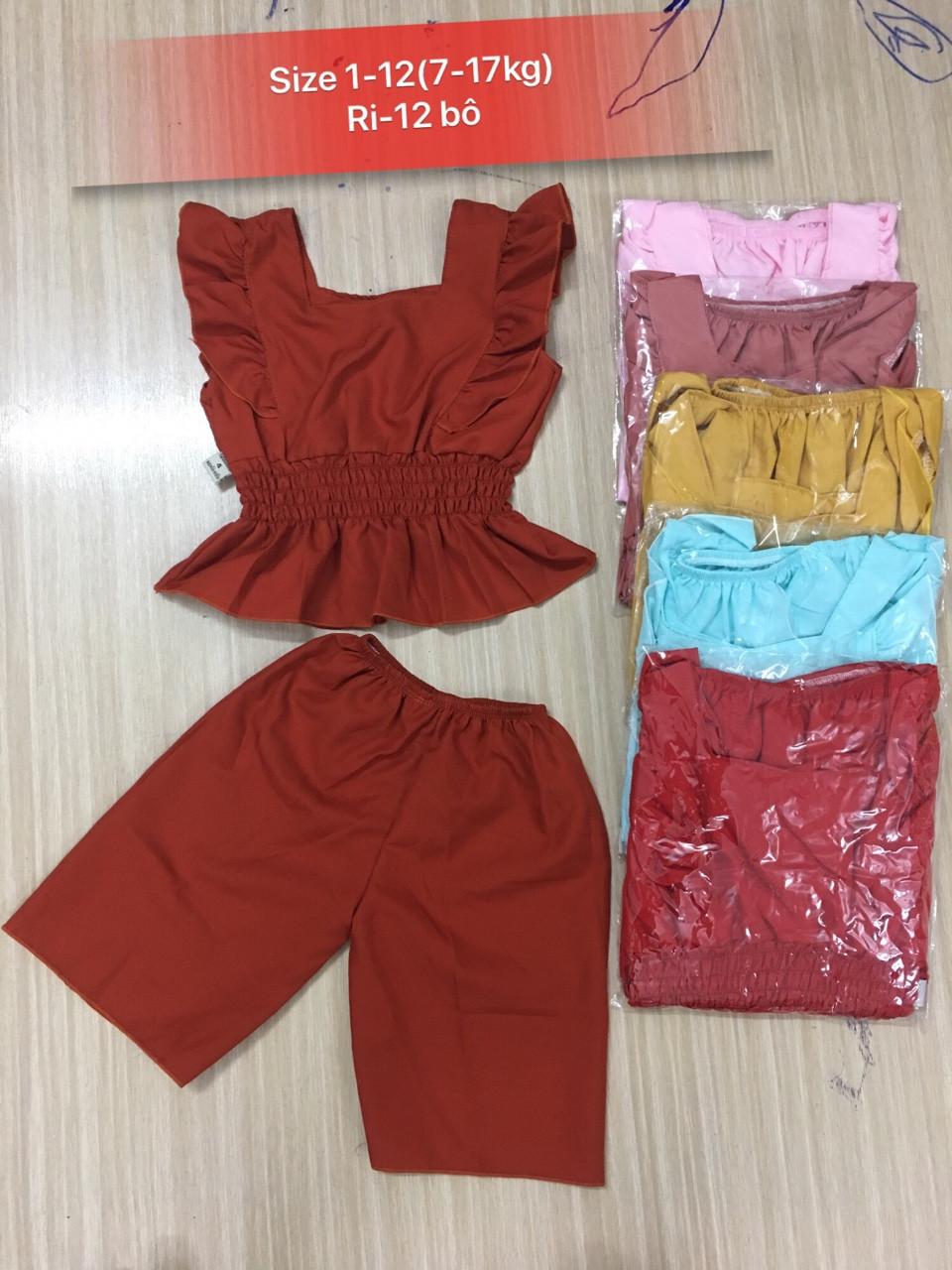 Sét 3 bộ đồ tay bèo nhún cho bé gái 6-15kg