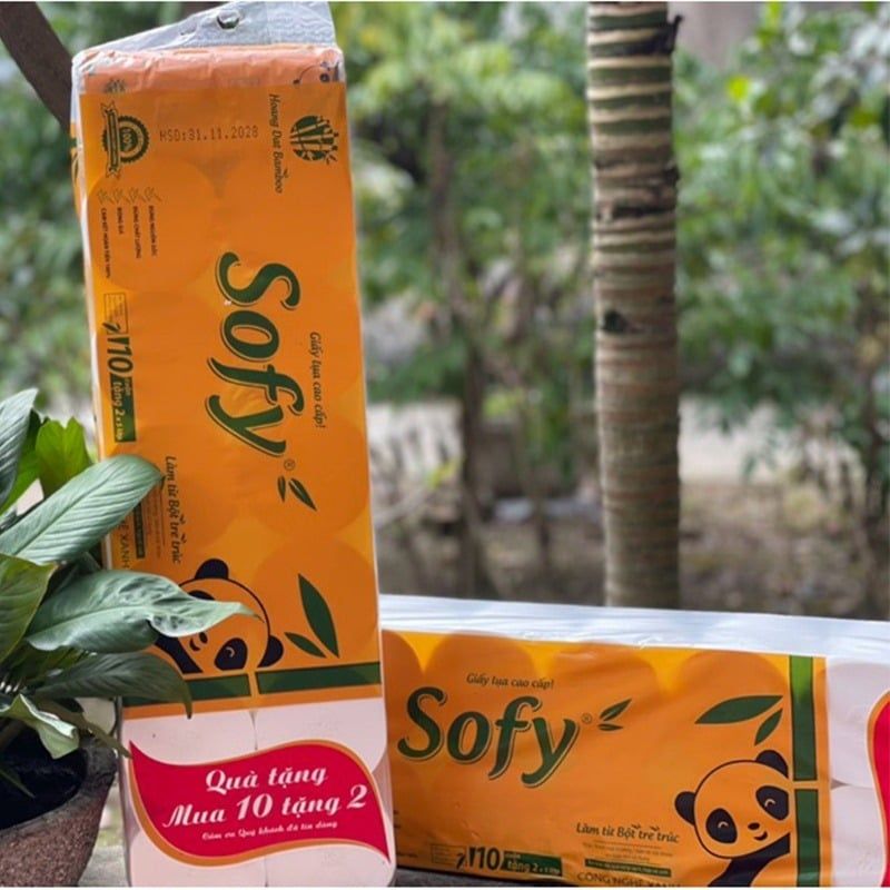 GIẤY VỆ SINH, GIẤY SOFY, BỊCH 12 CUỘN TẶNG KÈM 1 GÓI GIẤY ĂN, BỊCH NẶNG 1,7KG GIẤY DAI, MỊN.