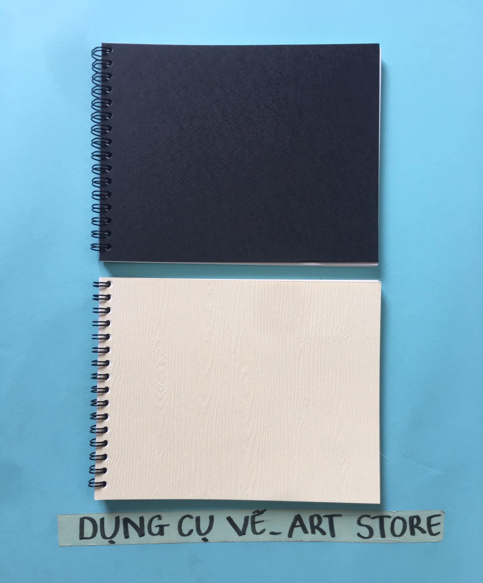 Sổ vẽ màu nước CANSON 250gsm TRUYỀN THỐNG Vân Ngang Dày 25 Tờ gáy lò xo bìa đen