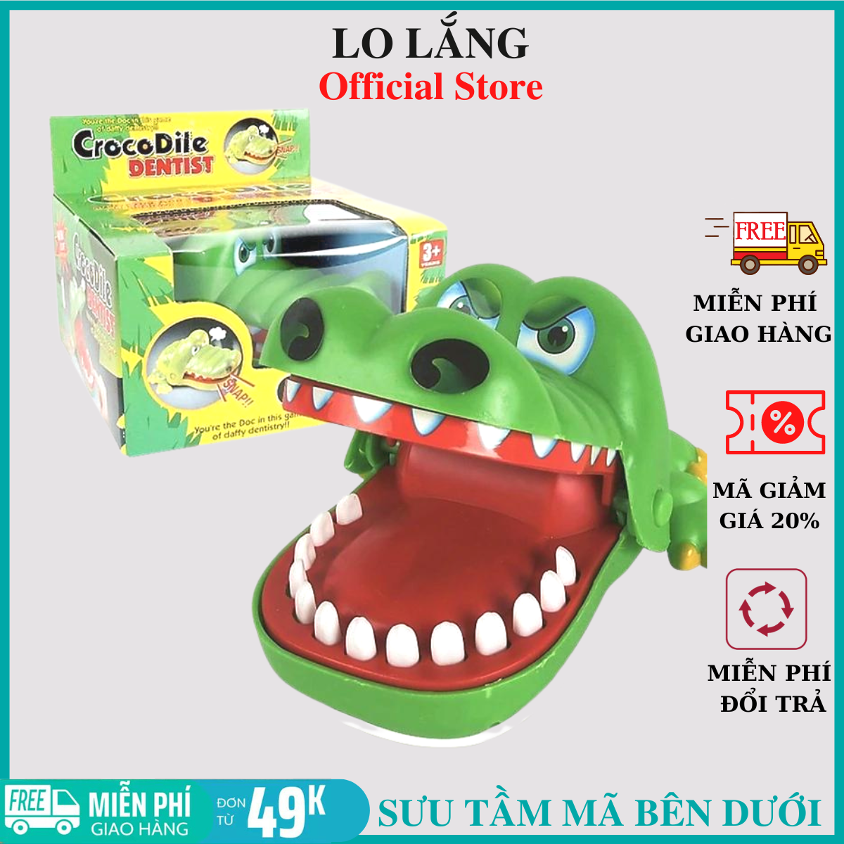 Đồ chơi cá sấu cắn tay khám răng cá sấu và trò chơi đâm hải tặc cỡ lớn siêu kịch tính vui nhộn