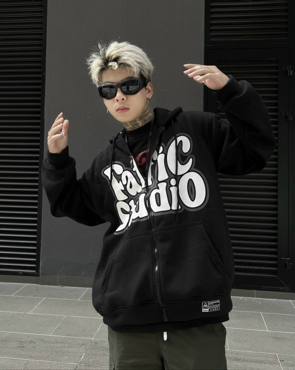 Áo khoác nỉ dây kéo phản quang brand fafic unisex nam nữ full mạc