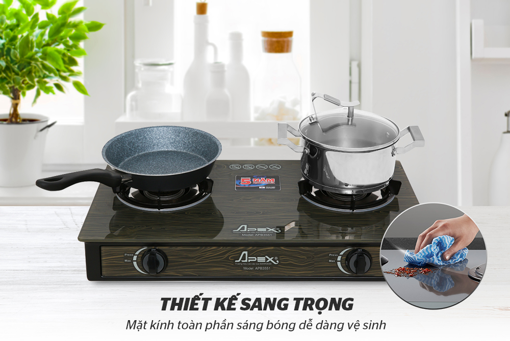 Bếp gas dương kính sunhouse apex apb3551