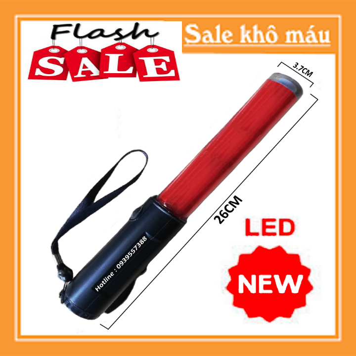 Gậy đèn chỉ huy giao thông 1 màu , gậy phân luồng giao thông ,đèn cảnh báo - sử dụng pin