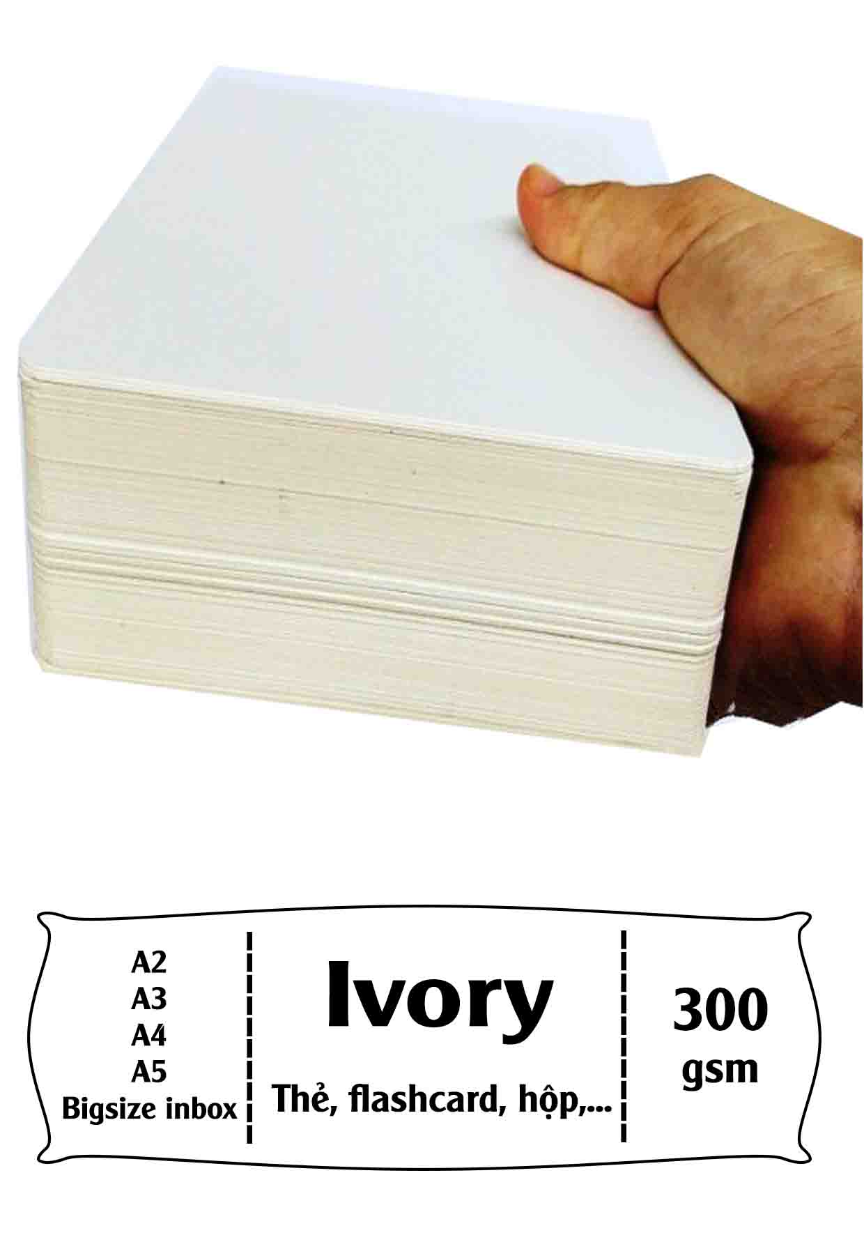 (Nhận cắt kích thước yêu cầu) Giấy chuẩn Ivory 300gsm a2 a3 a4 a5 a6 làm flashcard hộp quà thẻ trắng từ đơn từ đôi