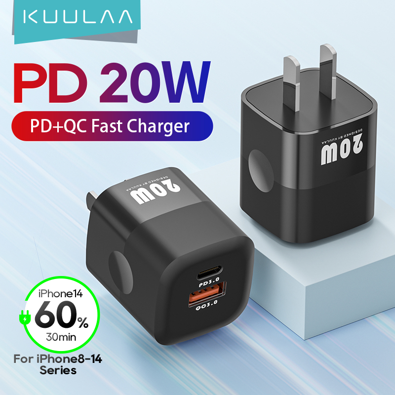 【 50% off voucher】kuulaa fast charging 20W 33W 40W 50W 65W USBC charger quick charge 3.0 fast charging type-c for iPhone 14 13 12 series iPad PD charger 4.0 for Samsung Xiaomi mobile phone US EU plug