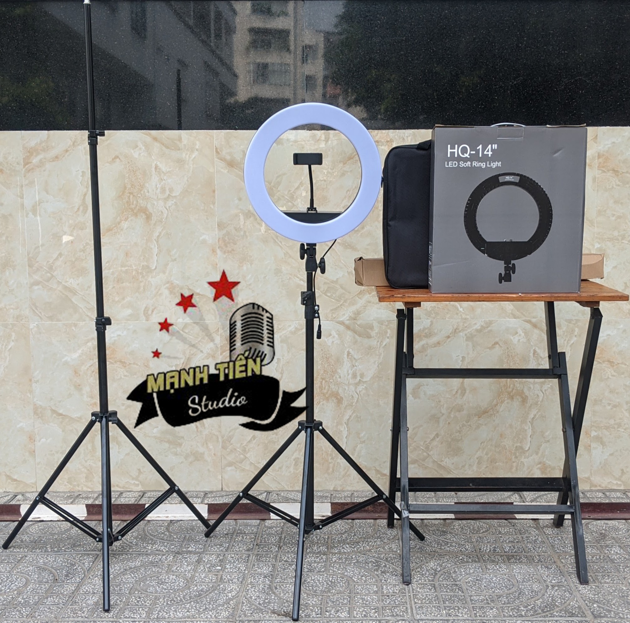 Livestream makeup loại 1 xịn HQ14 - 36cm có túi, kèm chân đèn, hỗ trợ livestream facebook - bigo - quay tiktok, studio,  make up trang điểm phun xăm thẩm mỹ, spa, nối mi tiệm tóc bán hàng online - chính hãng, giá rẻ thị trường bh 12t