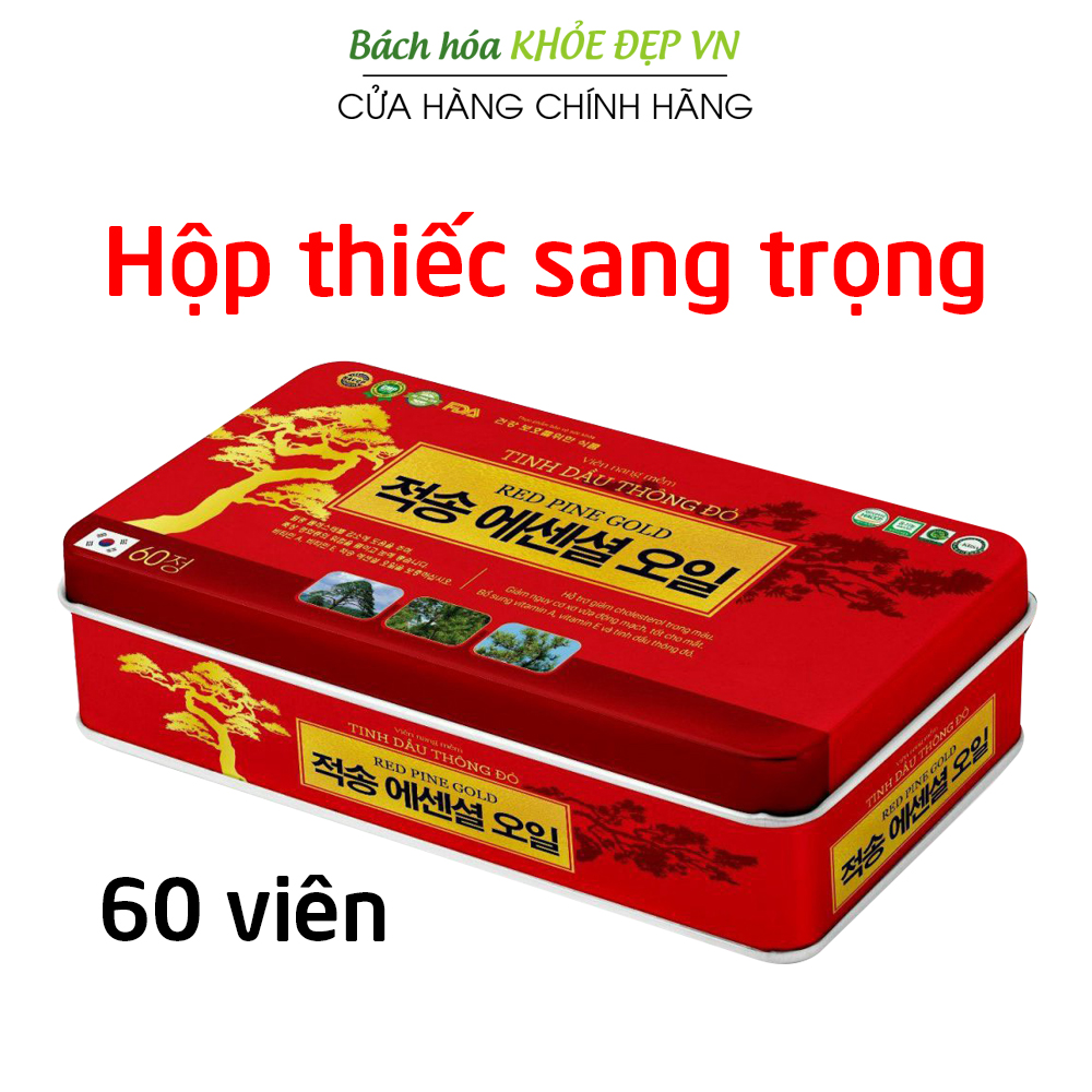 Viên uống tinh dầu thông đỏ Red Pine Gold tốt cho mắt, giảm cholesterol trong máu, ngừa xơ vữa động mạch - 60 viên