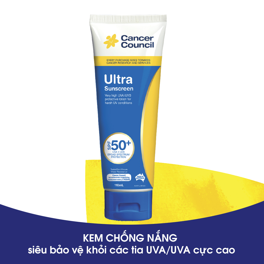 Kem chống nắng Cancer Council - Ultra SPF 50+/PA++++ 110ml (Dòng siêu bảo vệ)