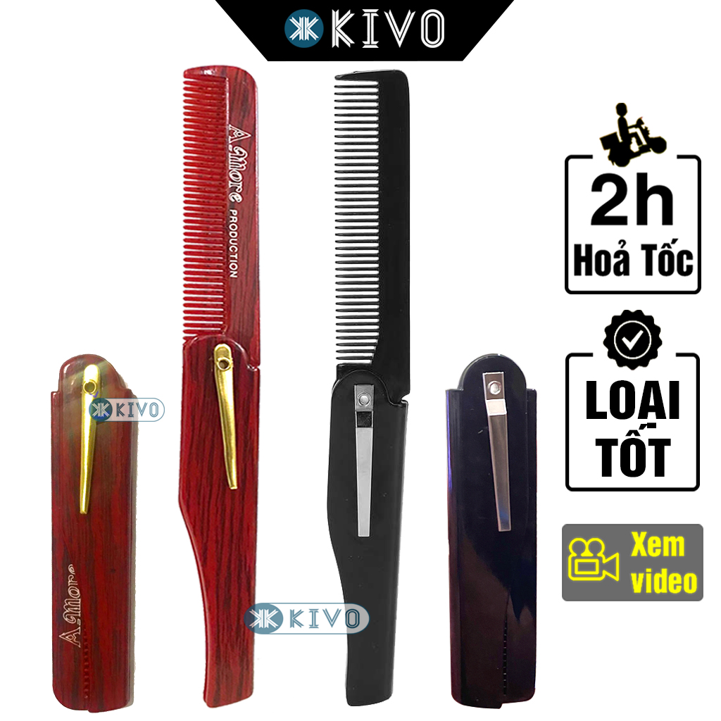 Lược Gấp Gỗ Xếp Gọn Tiện Dụng Cho Nam Nữ Amore Đài Loan - Then Gài Áo Bỏ Túi / Lược Chải Tóc - Lược Chải Râu Ria Mép - Kivo