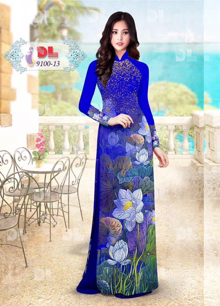 Áo dài truyền thống hoa sen AD6