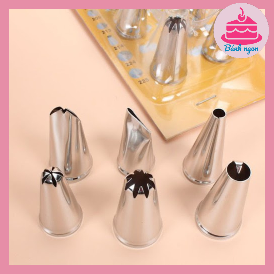 Bộ vỉ 6 đuôi bắt kem cơ bản 2 kèm chốt giữ