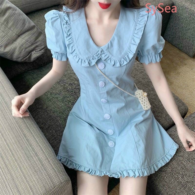 Đầm nữ cổ sen nhún bèo dạo phố công sở xinh xắn