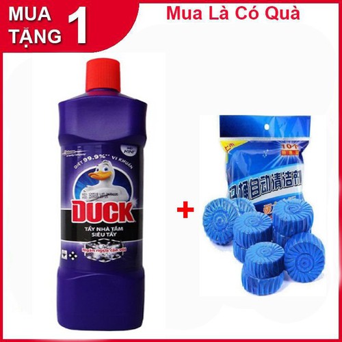 NƯỚC TẨY NHÀ VỆ SINH DUCK 900ML THÁI LAN TẶNG 1 GÓI 10 VIÊN TẨY BỒN CẦU MÀU XANH