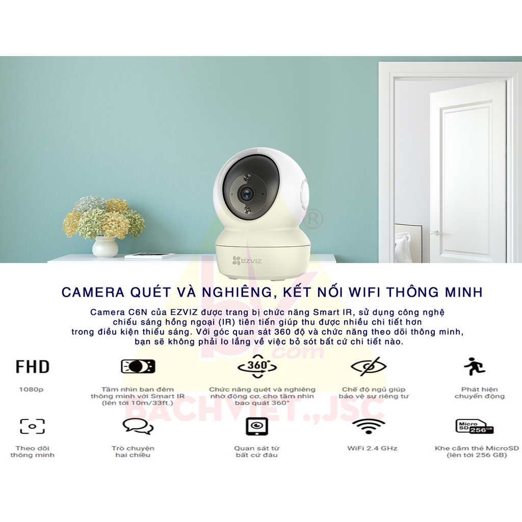 Camera ezviz c6n 2mp độ phân giải 1080hd - hàng