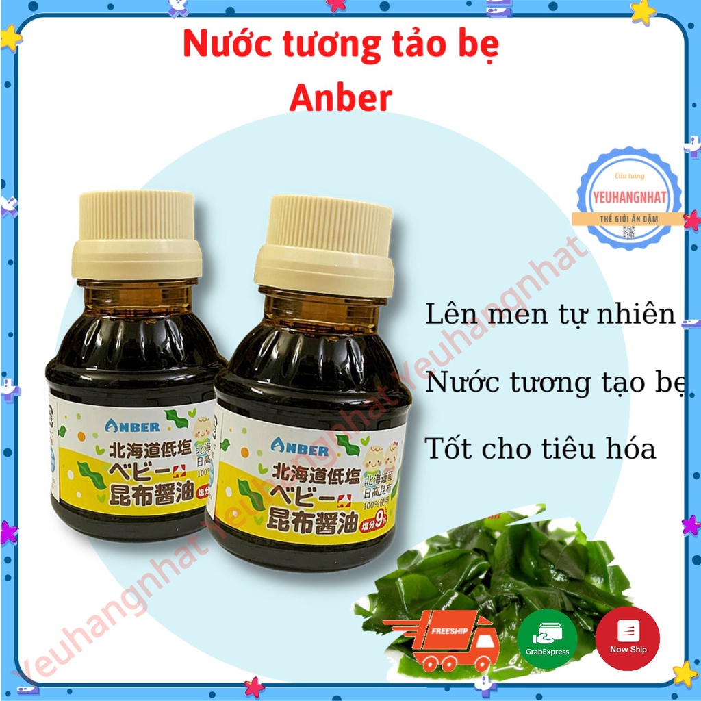 Nước tương tảo bẹ Anber Nhật Bản 100ml - Nước tương tách muối cho bé, Nước tương Nhật bản