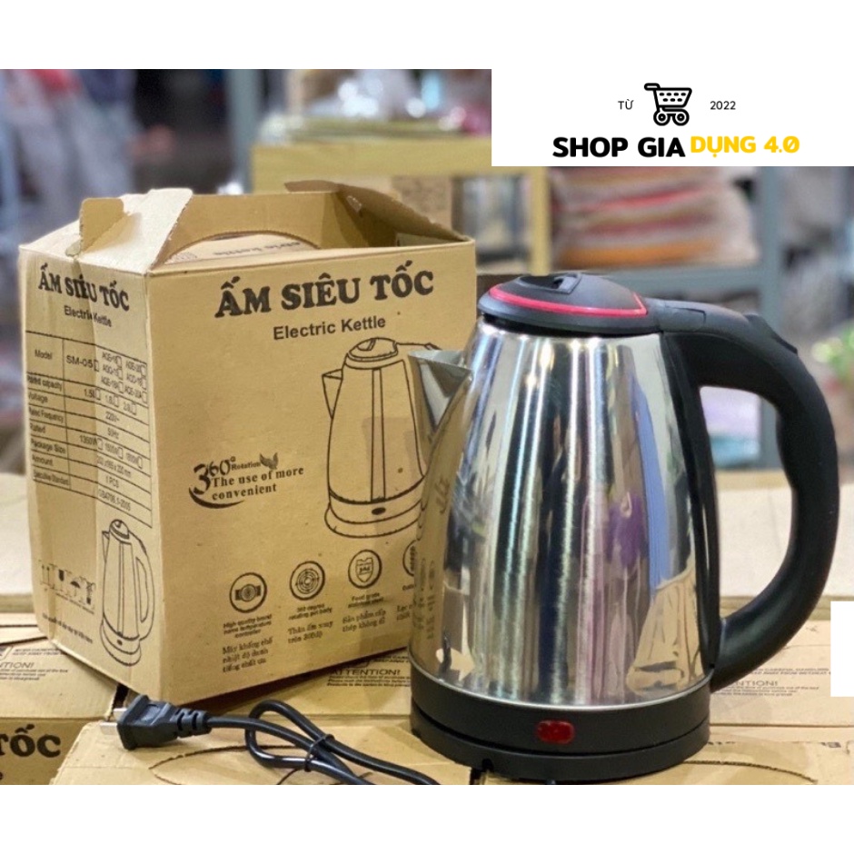 Ấm siêu tốc dung tích 1.8 , 2.0 , 5.0 Lít chất liệu INOX và kính chịu nhiệt bảo hàng 3 tháng từ nhà sản xuất - 4