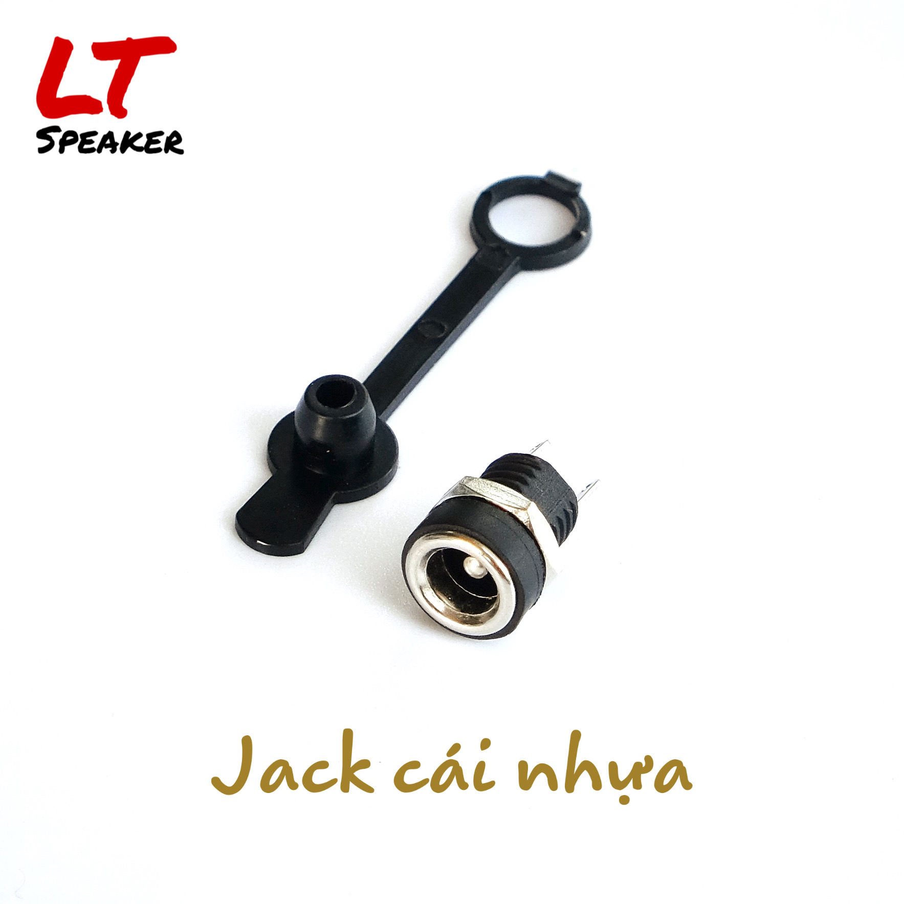 Jack sạc DC 5.5 x 2.1mm Jack cái kim loại, đồng thau, Jack đực nhựa - ron chống nước