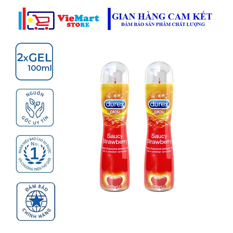 Bộ 2 Gel bôi trơn Durex Play Saucy Strawberry 100ml / chai