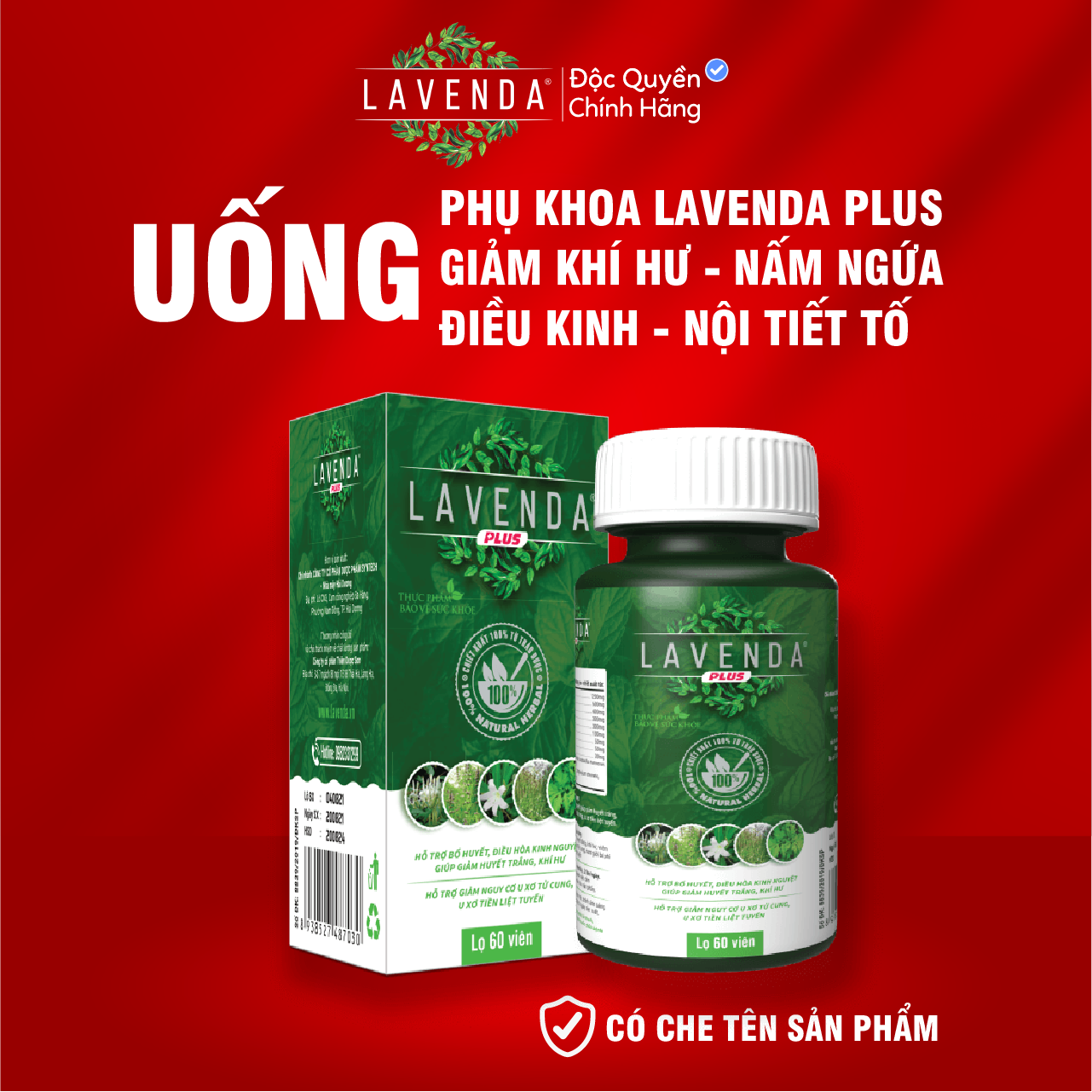 LAVENDA PLUS - Thực phẩm bảo vệ sức khỏe hỗ trợ điều hòa kinh nguyệt, cân bằng nội tiết tố, giảm huyết trắng, khí hư