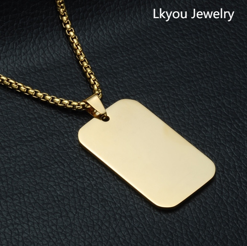 Mặt Dây Chuyền Quân Đội Nam Nữ Bằng Thép Không Gỉ Thời Trang Hợp Thời Trang, Vòng Cổ Mặt Dây Chuyền Hình Chữ Nhật Màu Đen Bạc Vàng Quyến Rũ Cá Tính Mặt Dây Chuyền Vòng Cổ Món Quà Bên Đồ Trang Sức Vòng Cổ