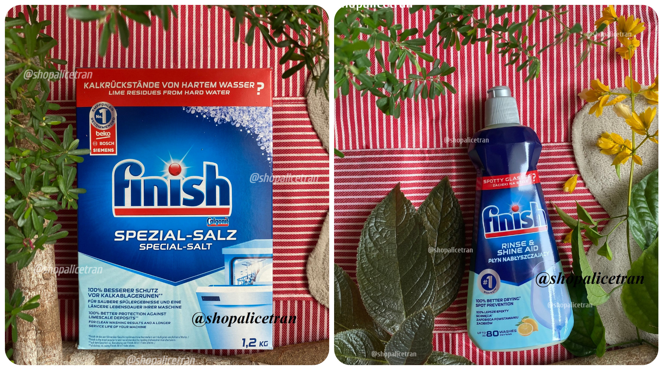 Combo 400ml nước bóng Finish + 1.2kg muối Finish dùng cho máy rửa chén bát