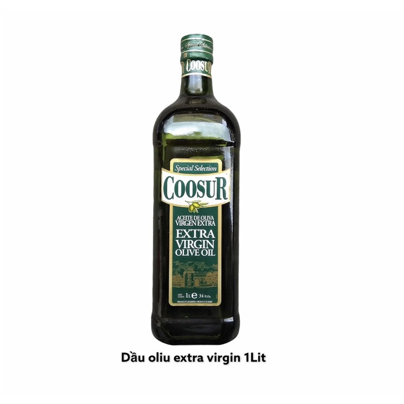 Dầu oliu nguyên chất Coosur Extra virgin 1Lit - Dầu oliu ép lạnh 100% chính hãng nhập khẩu Ý