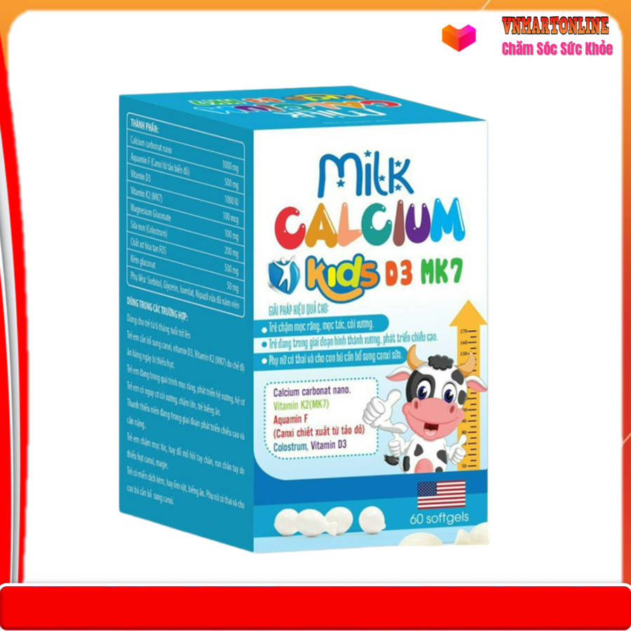 Viên Uống Milk Calcium Kids D3 MK7 Giải Pháp Hiệu Quả Cho Trẻ Chậm Mọc Răng