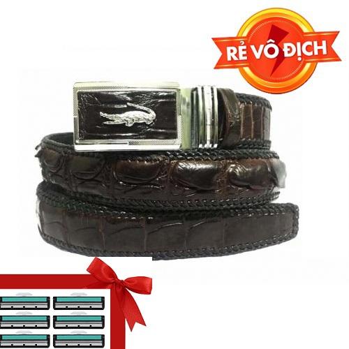 Dây nịt da cá sấu đan viền Ruby Luxury tặng kèm 6 lưỡi dao cạo râu kép trị giá 60.000 đ