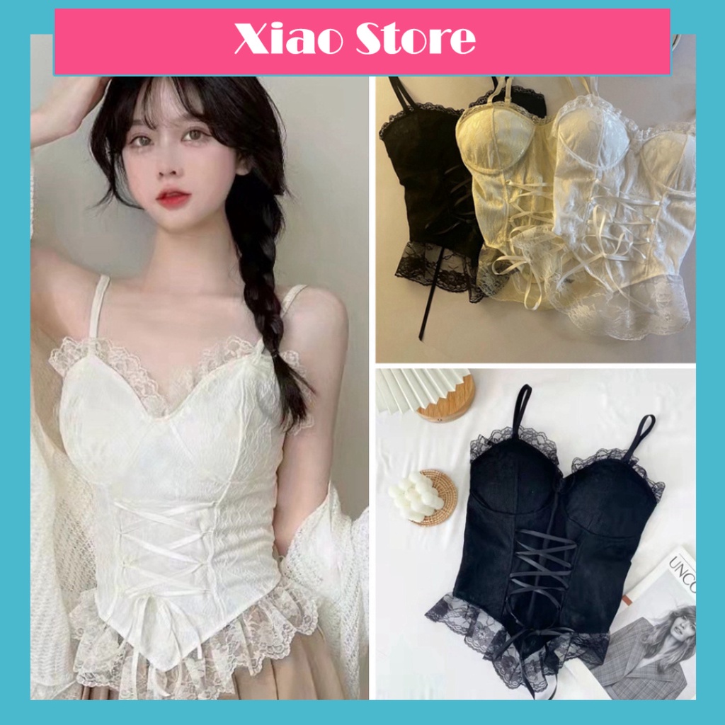 Áo corset dây rút g chúa - Áo bra ren duyên dáng tiểu thư xa hoa - cosplay Sexy xiao store ullzang xinh sang chảnh