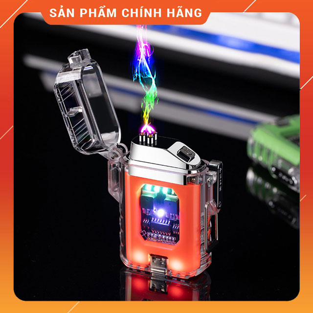 Hộp Quẹt Bật Lửa Sạc Điện USB K30 Tia Lửa Điện Plasma Đan Chéo Chống Nước Tốt Không Tắt Khi Ra Gió C