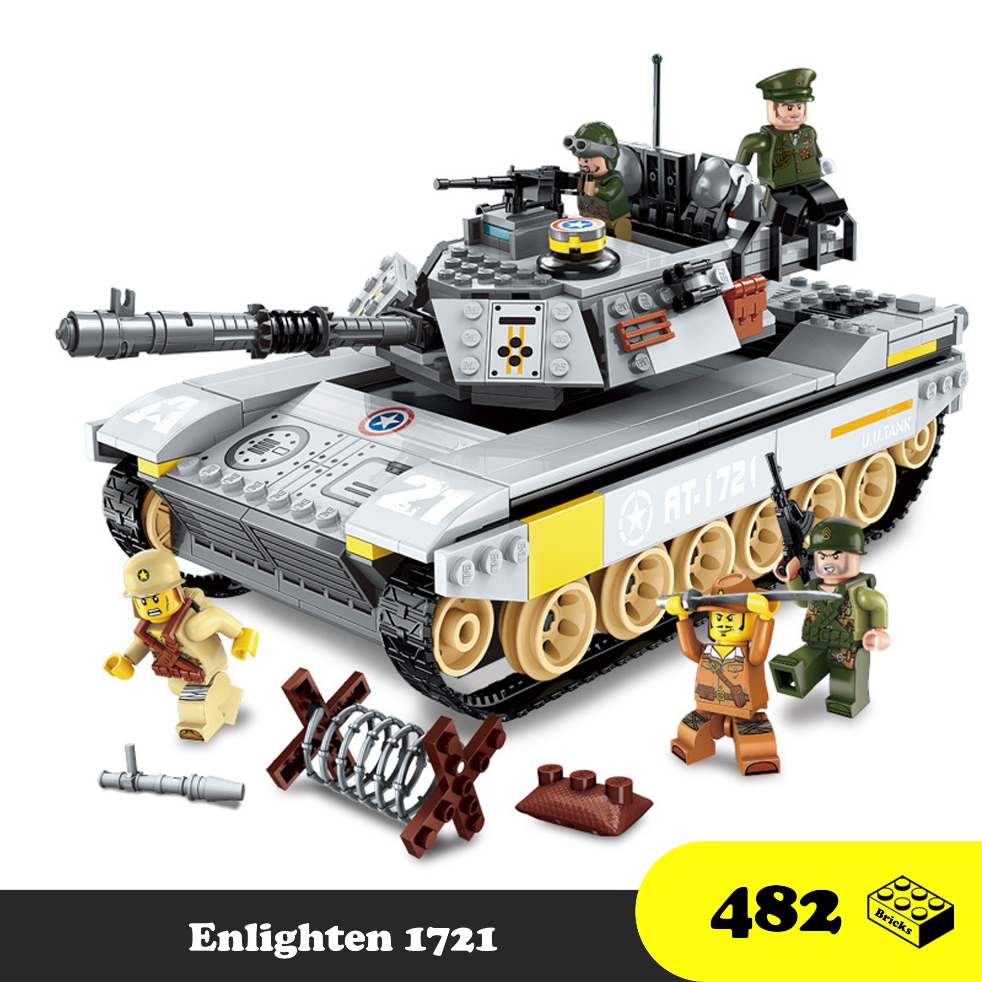 Lego Tank Quân sự Chiến Đâu AT-1721, Lego Enlighten 1721, Xe Tank liên quân Xô Viết giải phóng quân