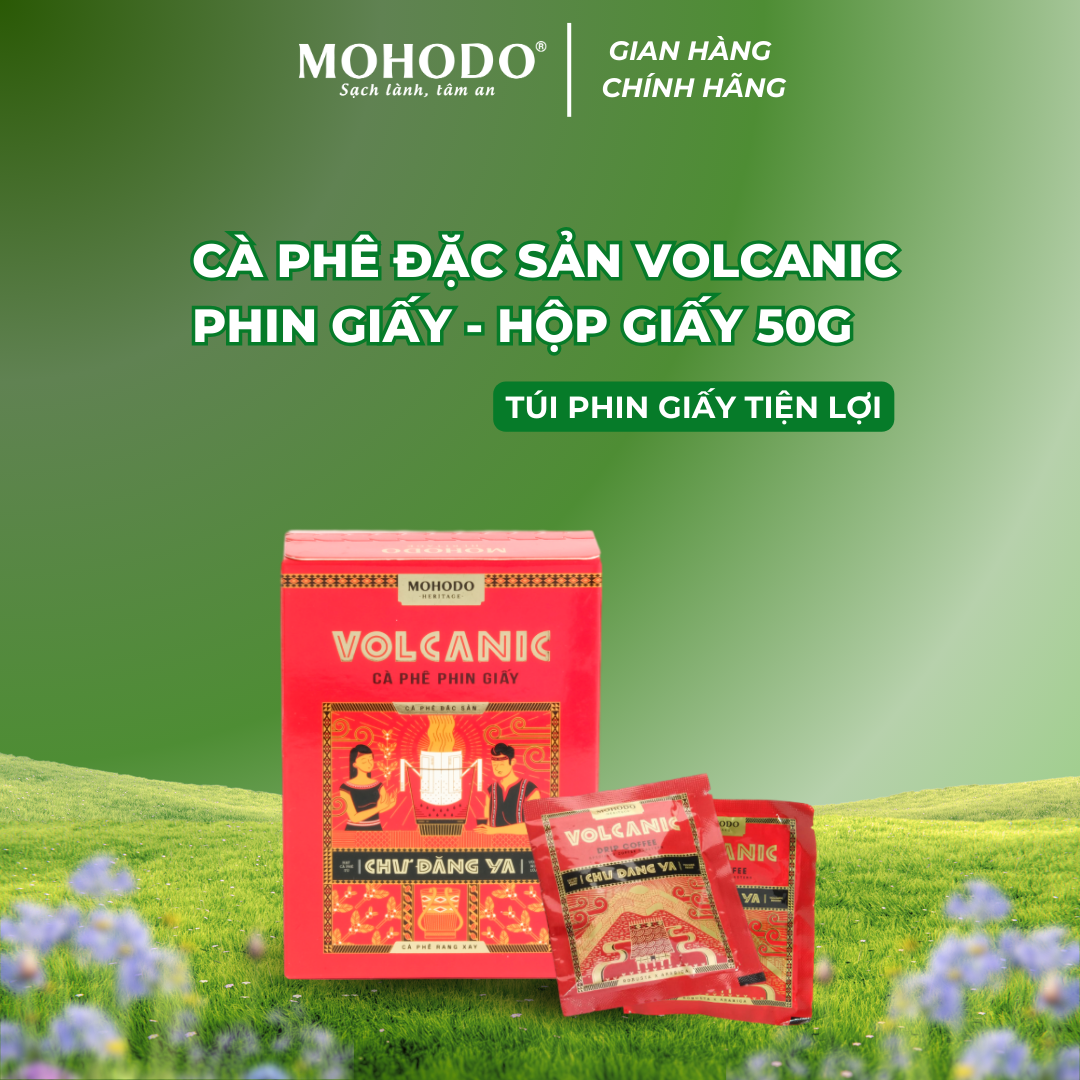 Cà Phê Đặc Sản Volcanic Phin Giấy Nguyên Chất Từ Hạt Cà phê Arabica và Robusta 50g - Hộp giấy