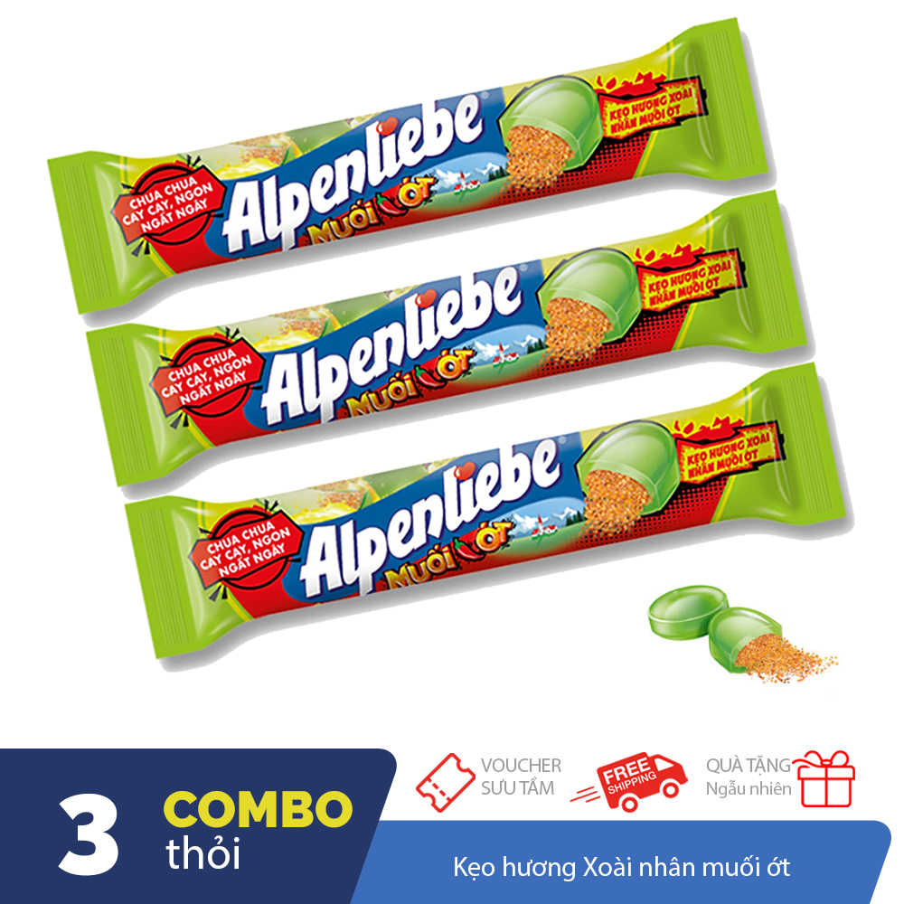 Combo 3 thỏi kẹo Alpenliebe hương Xoài nhân muối ớt
