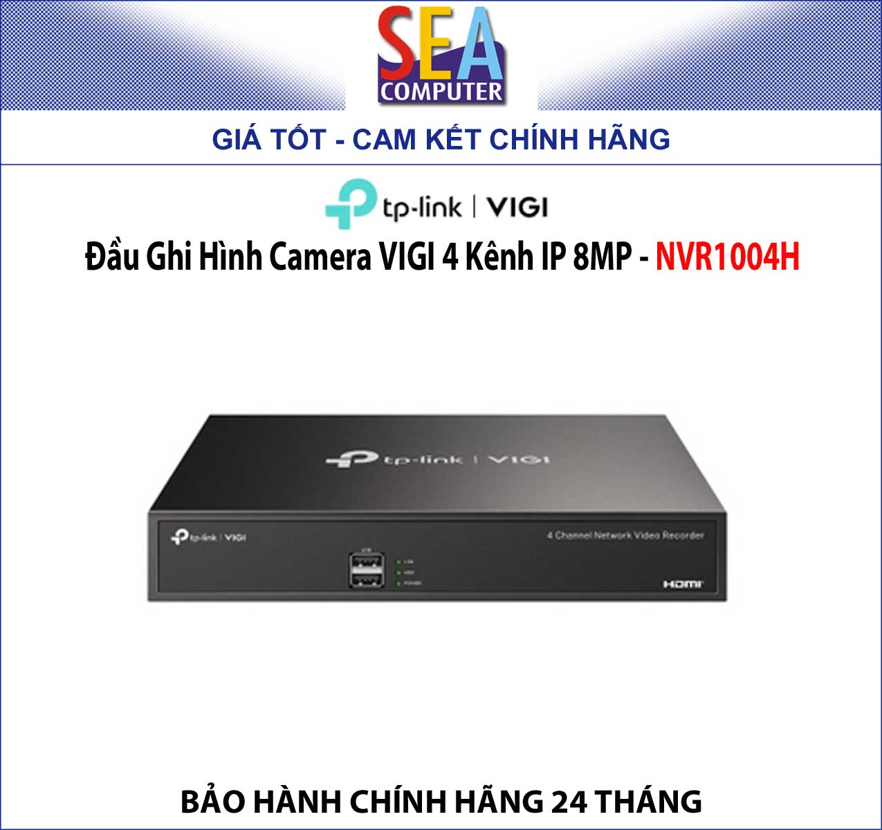 Đầu Ghi Hình Camera VIGI 4 Cổng PoE+ 30W IP 8MP NVR1004H-4P