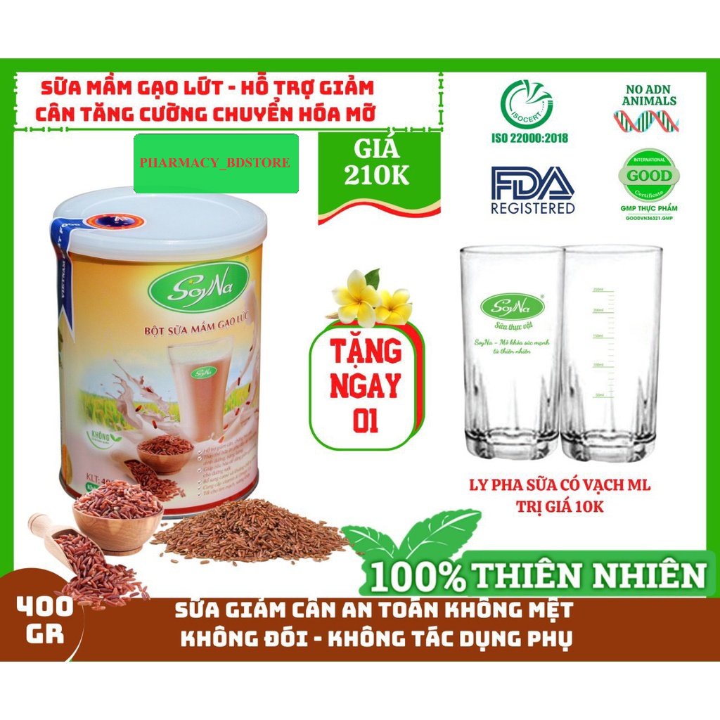 Soyna - Bột Sữa Mầm Gạo Lứt Hộp 400Gr- Sữa Giảm Cân An Toàn