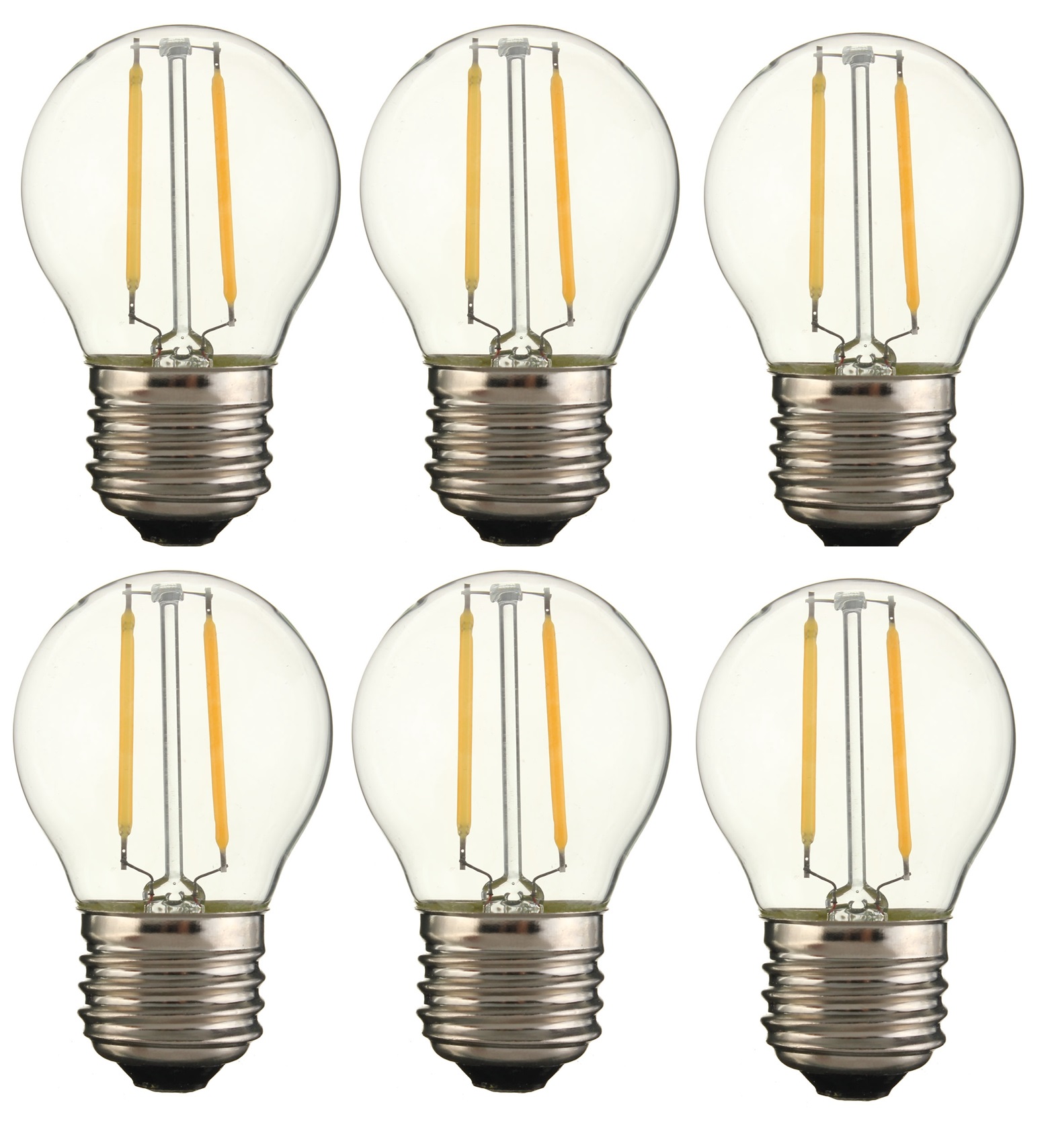 Bộ 6 bóng đèn tròn trang trí edison vintage g45 e27 2w