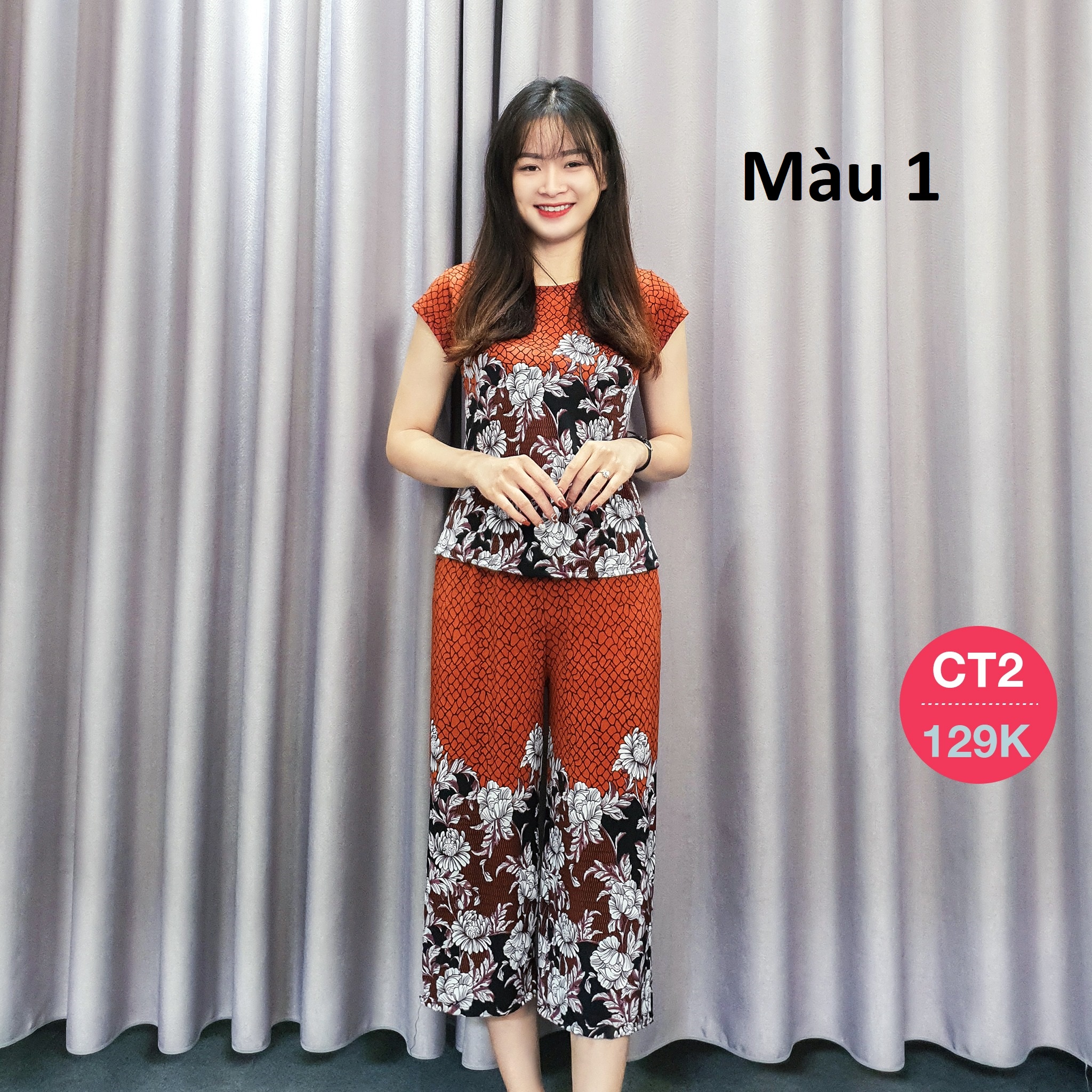 BỘ ĐỒ HOA TRUNG TUỔI CHẤT THUN LẠNH QUẦN ỐNG RỘNG, CO GIÃN THOẢI MÁI ĐỦ SIZE 45-65kg