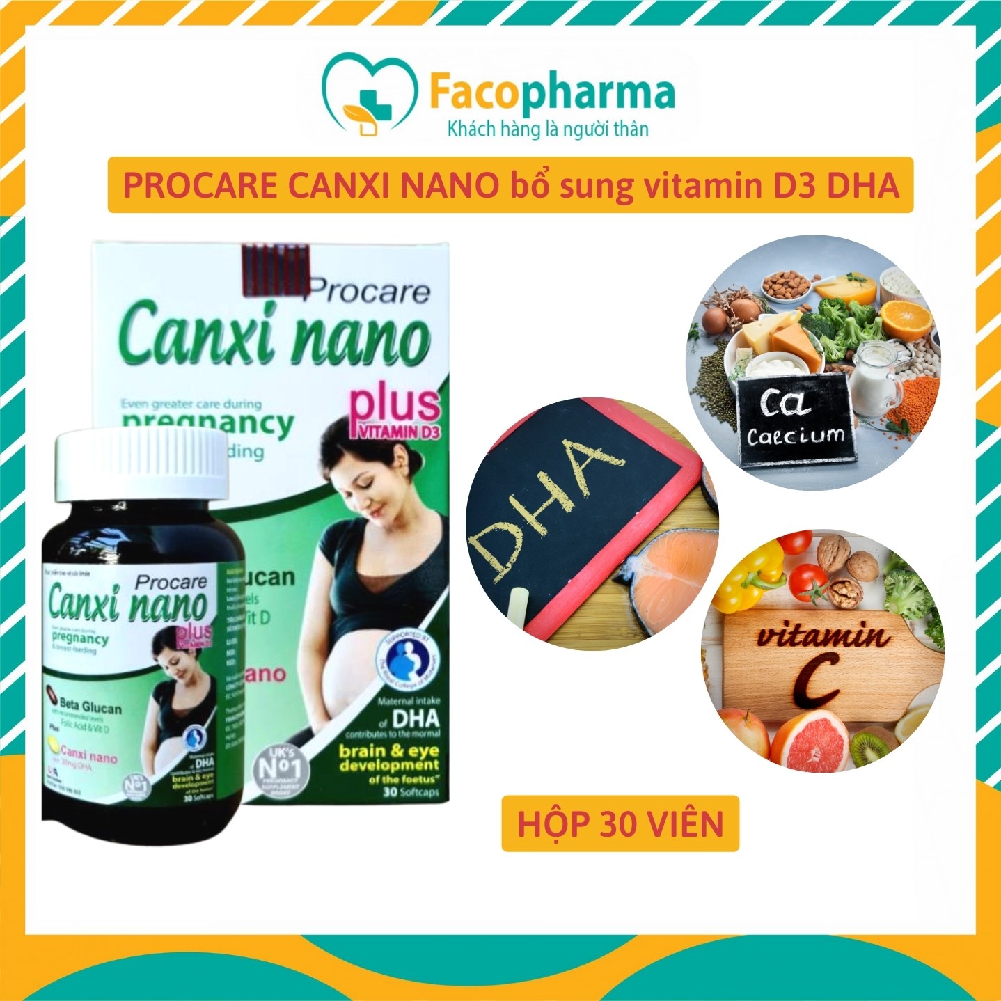 PROCARE CANXI NANO bổ sung vitamin D3 beta glucan DHA giúp xương chắc khoẻ