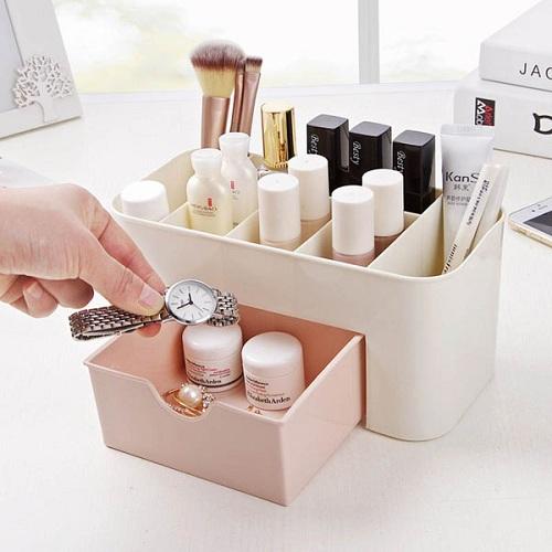 Kệ Đựng Mỹ Phẩm Mini 2 Tầng - Nhiều Khay- Hộp đựng mỹ phẩm - Tủ đựng mỹ phẩm mini có ngăn kéo tiện dụng