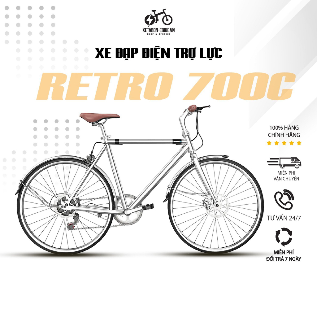 Xe đạp điện trợ lực zhengbu vintage retro 700c xe đạp điện trợ lực cổ điển ,động cơ 250w, chính hãng bảo hành 12 tháng