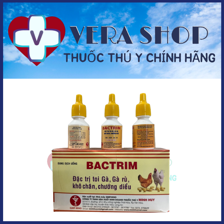 Minh huy bactrim 10ml - đặc trị toi gà, gà rù, khô chân, chướng diều - sỉ lẻ thuốc thú y