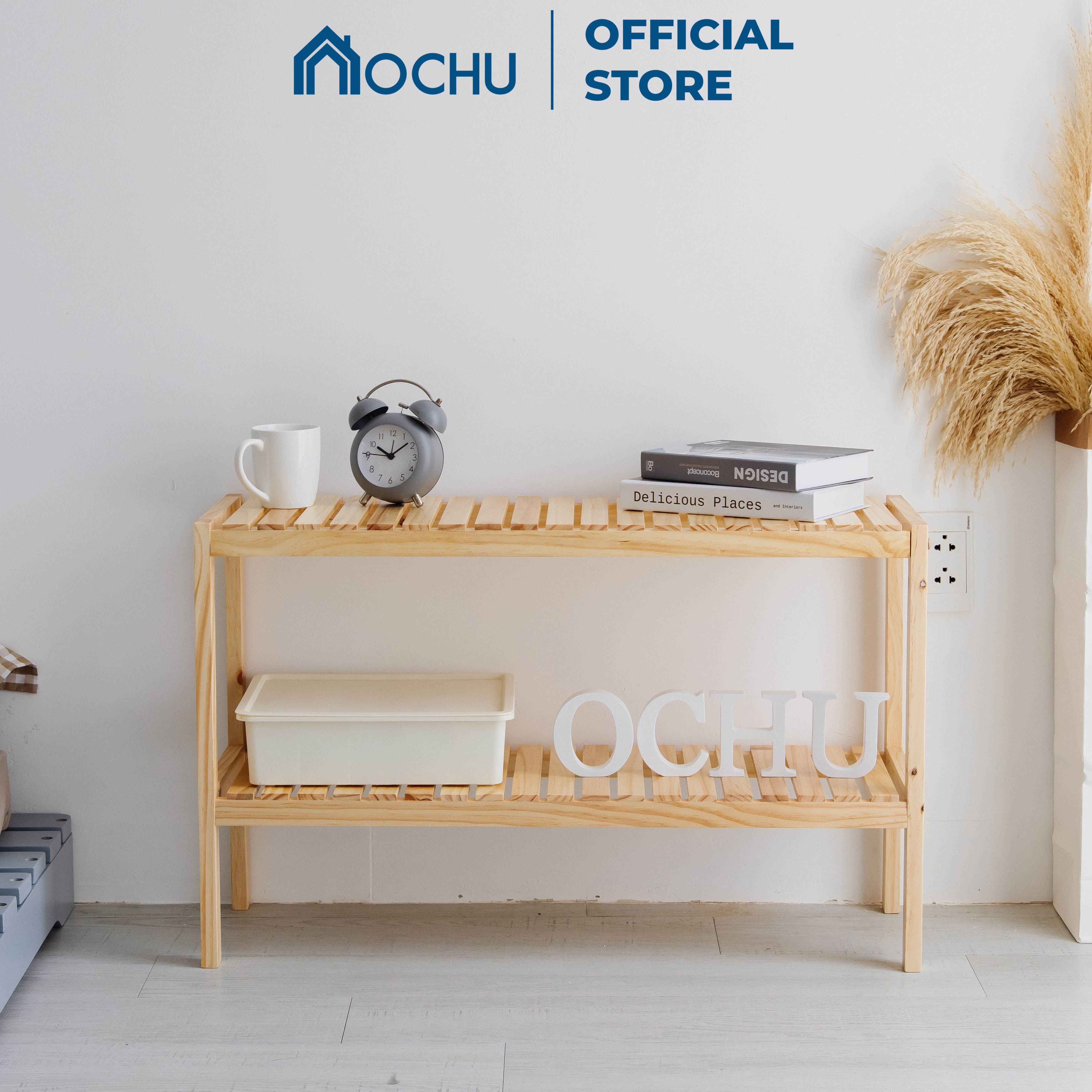 Kệ đa năng 2 tầng khung gỗ thông ochu - bench 2f