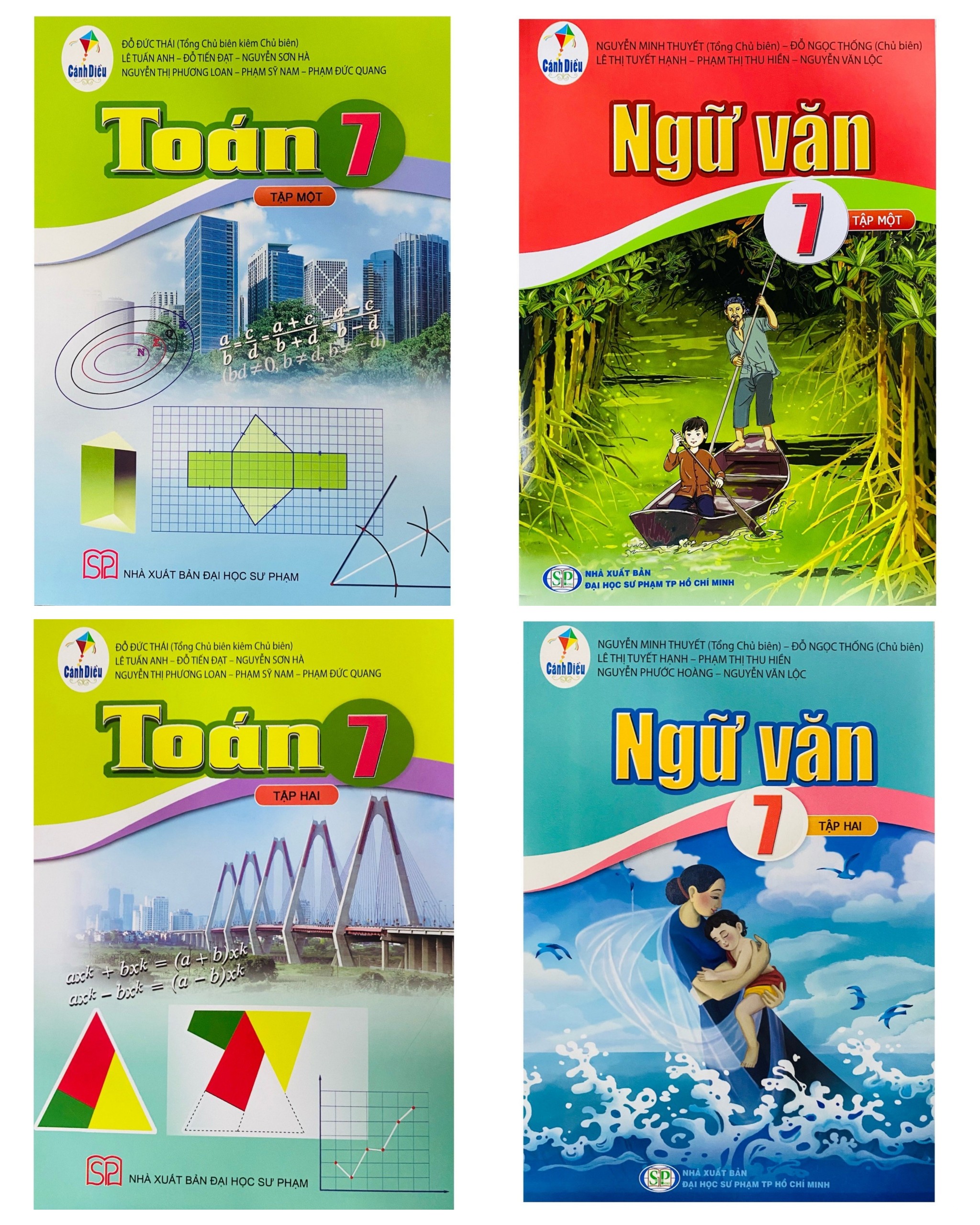 Edubook - Combo Toán/Ngữ Văn lớp 7 tập 1 + 2 (Bộ 4 cuốn) Cánh diều
