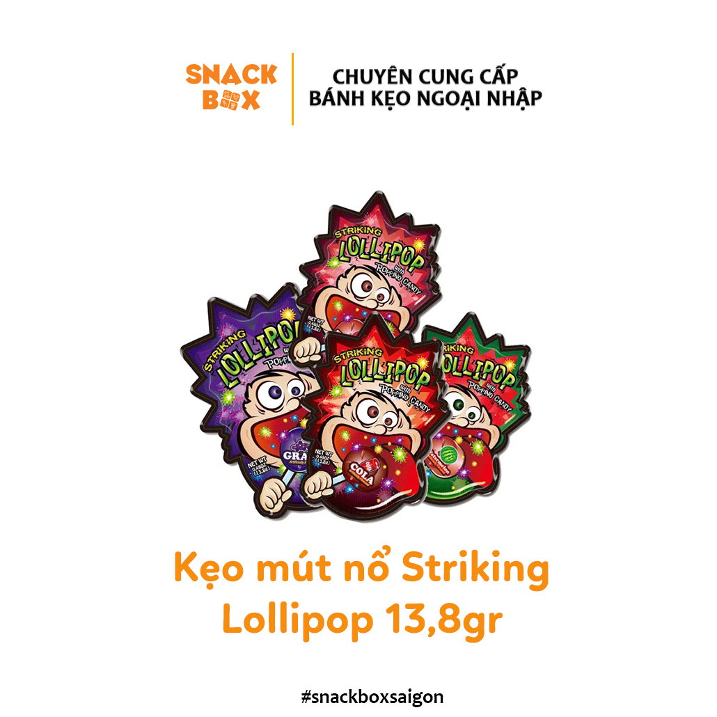 Sale xả kho kẹo mút nổ trái cây striking lollipop bịch 13,8gr - hongkong