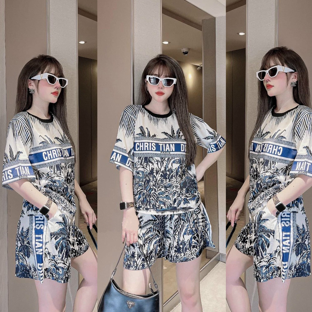 Đồ bộ đùi thun lạnh form rộng in 3D họa tiết MS055