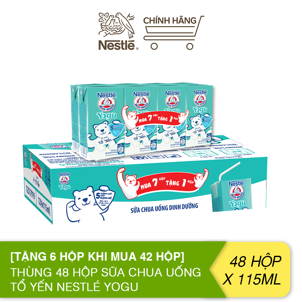 TẶNG 6 HỘP KHI MUA 42 HỘP Thùng 48 HỘP Sữa Chua Uống Tổ Yến Nestlé Yogu
