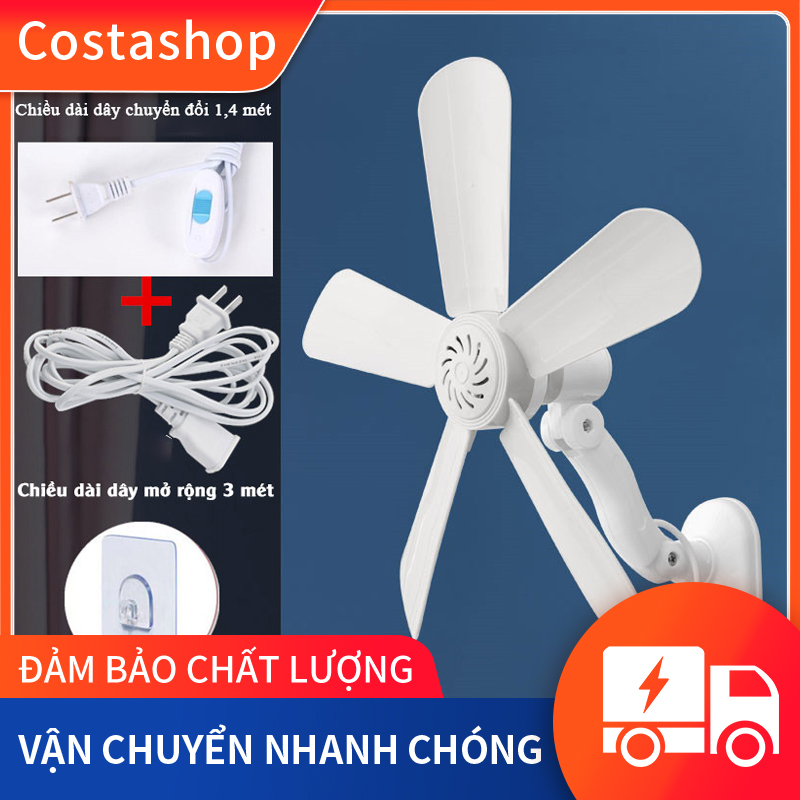 Quạt treo tường Mini Home Fan, Phòng tắm Bếp Mini Quạt trần 360 độ Chiều dài dây 4,4 mét